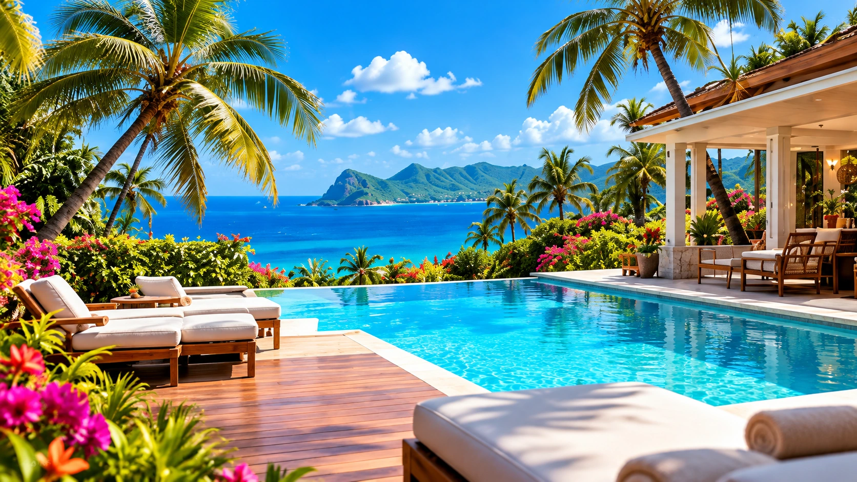 Villa tropicale avec piscine face à la mer